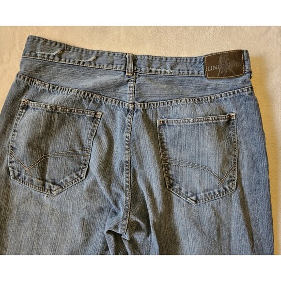 VTG UnionBay Jeans Mens Sz 38x32 ~Light Wash~ Wide Leg ~ High Rise~ Hong Kong - Picture 8 of 16